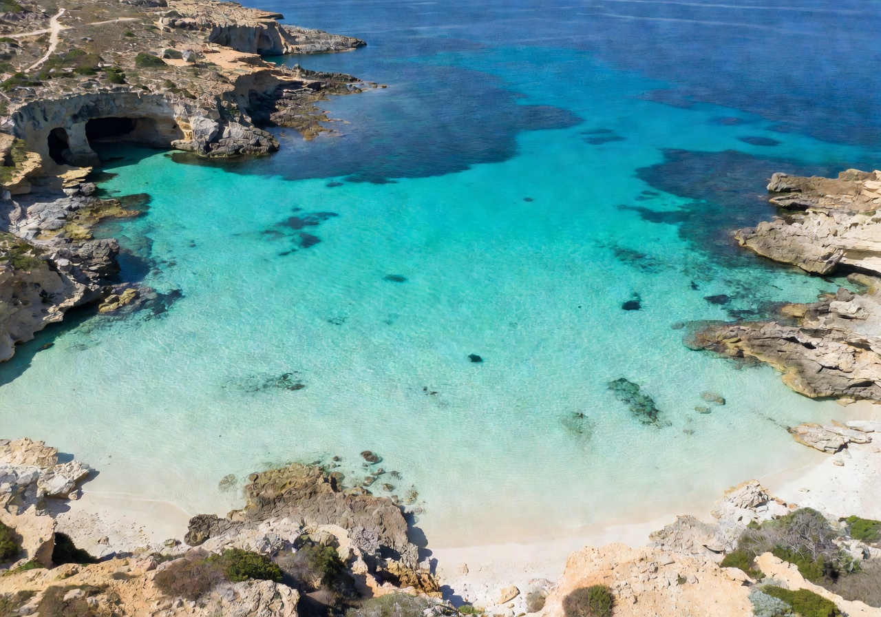 Crystal clear turquoise waters of the Blue Lagoon in Malta