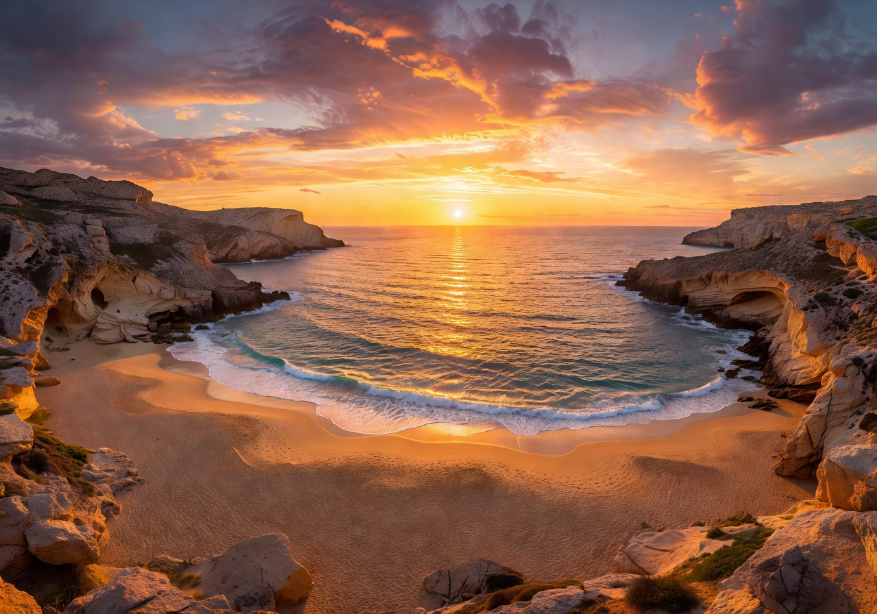 Golden Bay sunset view Malta