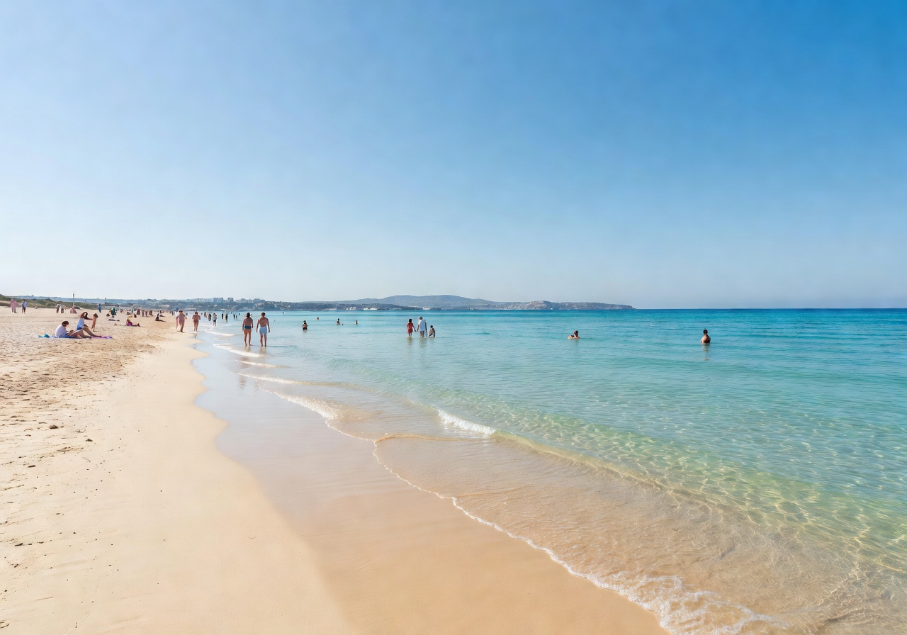 Mellieha Bay family friendly beach in Malta
