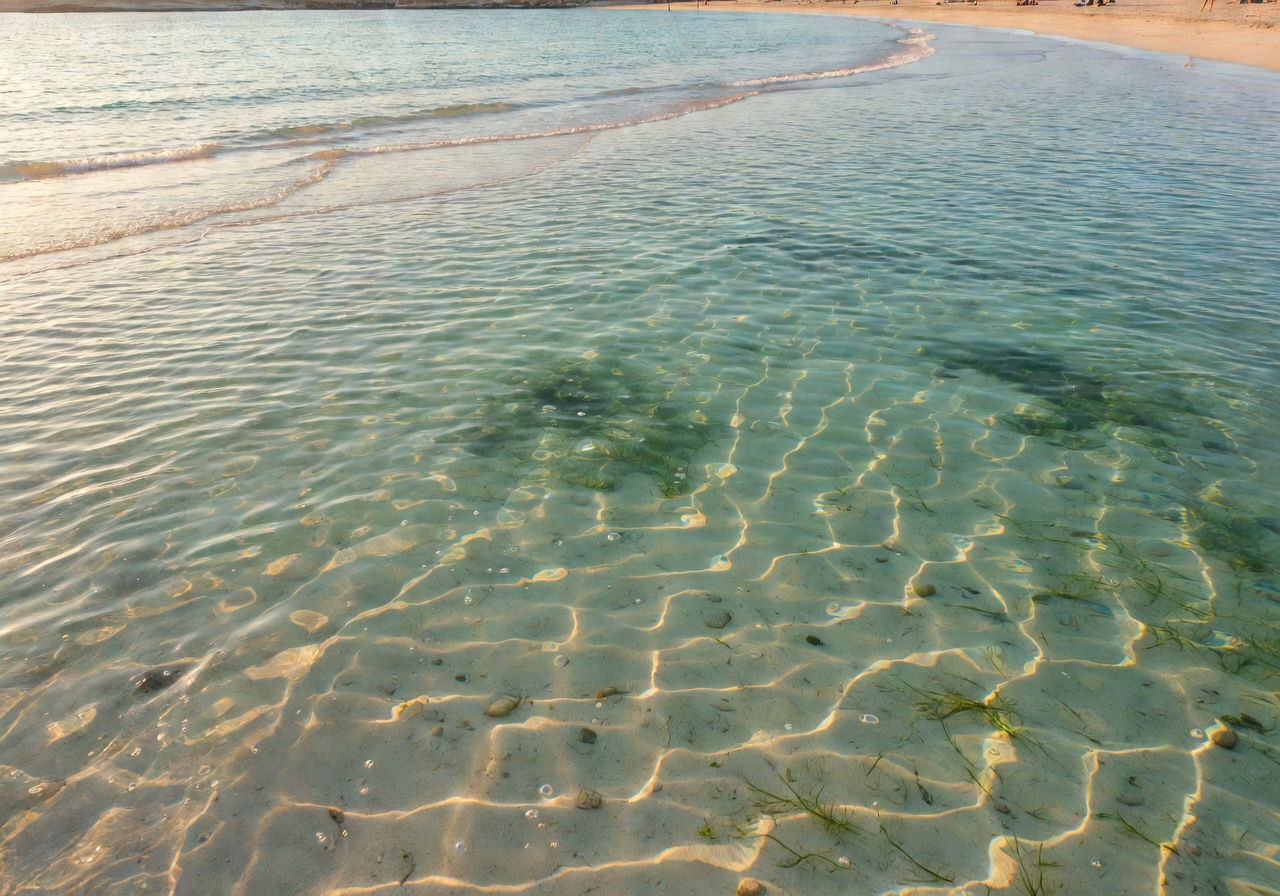 Sandy beach of Mellieħa Bay with shallow family-friendly waters
