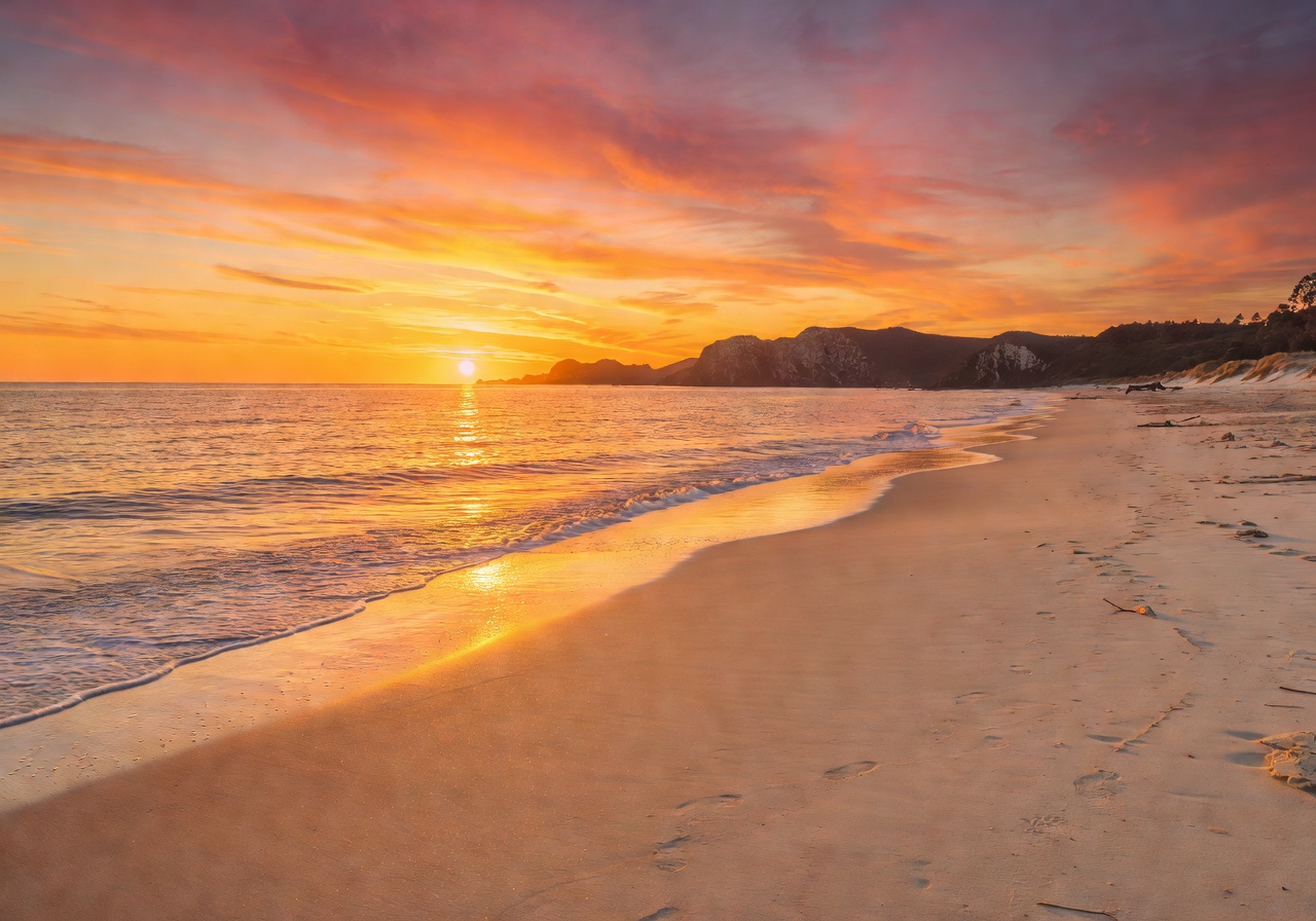 Spectacular sunset view over Golden Bay Malta